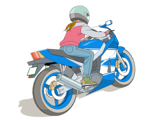 バイクを運転している女性